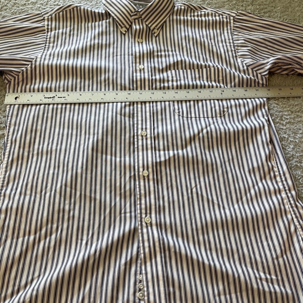 Stafford Executive Mens Short Sleeve Striped Pinpoint Oxford Shirt Blue White L - Picture 3 of 8